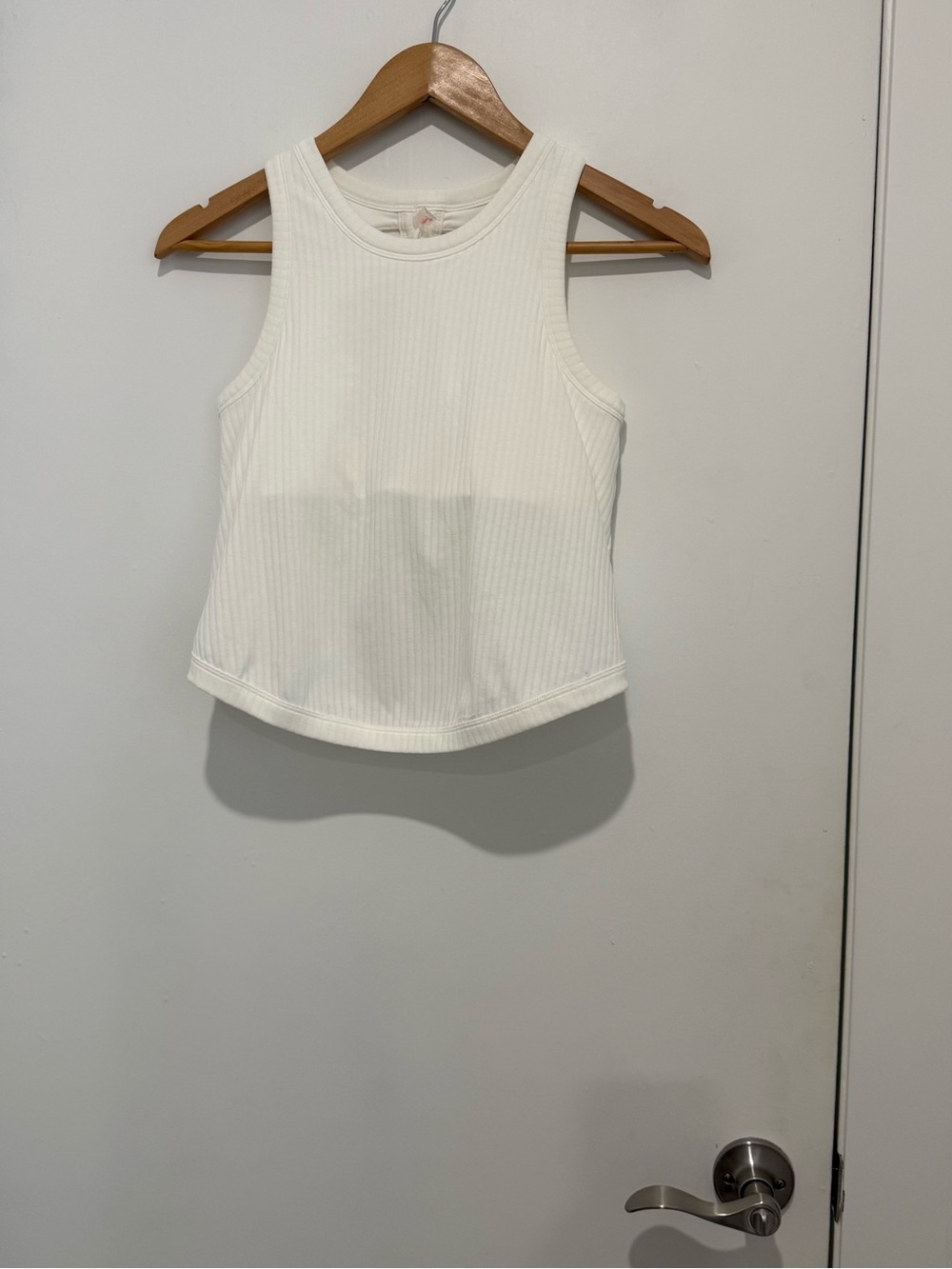 FP Movement Free People Comeback Tank White Ribbed Twist Back Yoga Pilates Sz S